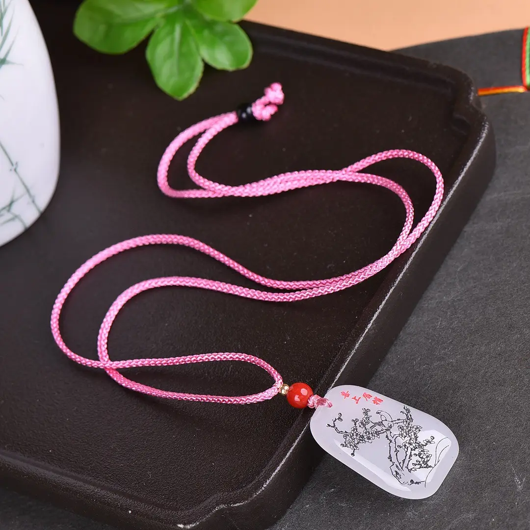 Jade Beaming Pendant with Gold Plating Red Bracelet - Image 4