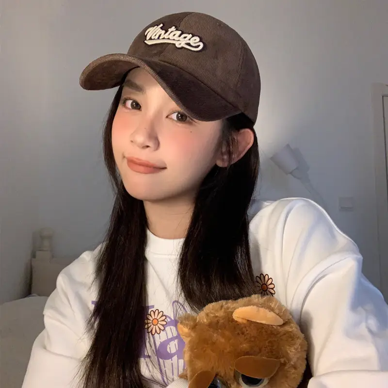 Winter Beige Vintage Knitted Baseball Cap for Women - Image 11
