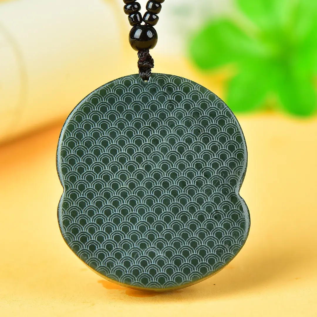 Hetian Jade Guanyin Head Pendant Green - Image 4