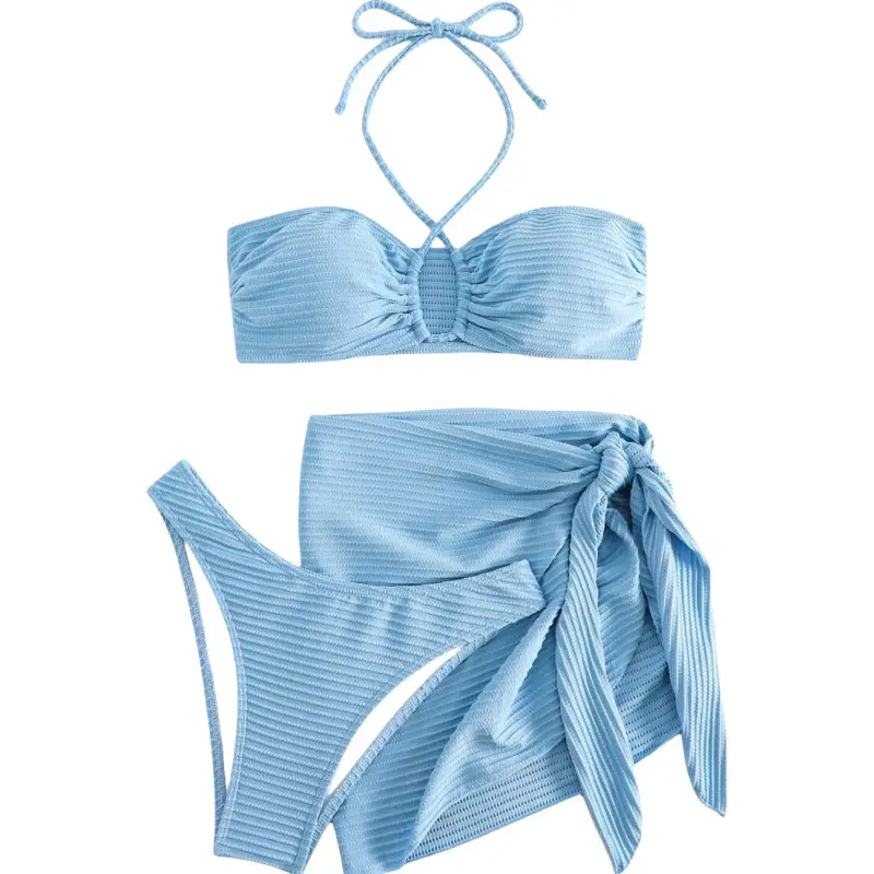 Pink 3-Piece Split Body Bra Swimwear Set - Image 11
