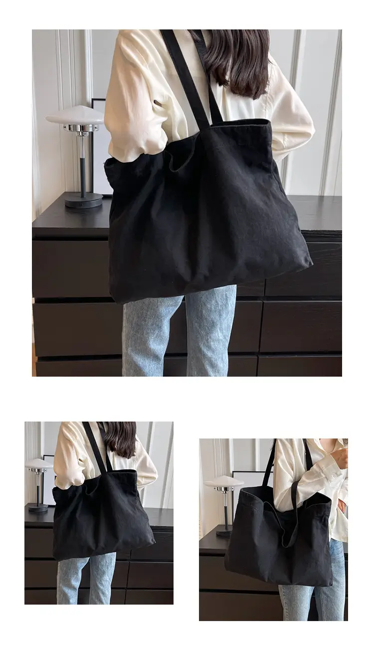 Japanese Style Canvas Tote Bag Beige Large Capacity — feature 11