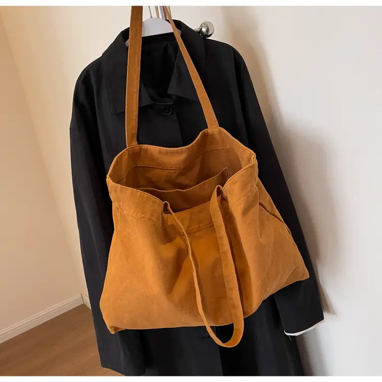 Japanese Style Canvas Tote Bag Beige Large Capacity — feature 15