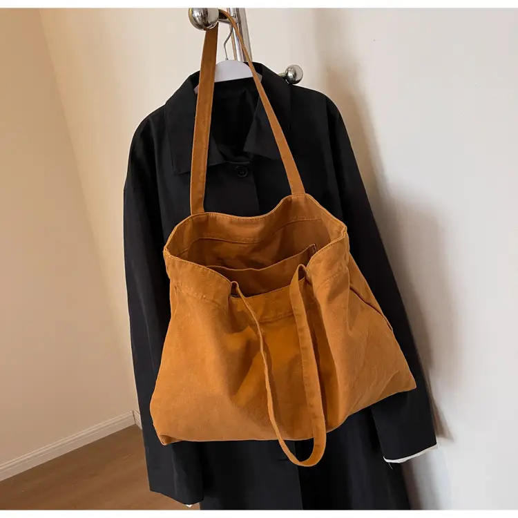 Japanese Style Canvas Tote Bag Beige Large Capacity — feature 16