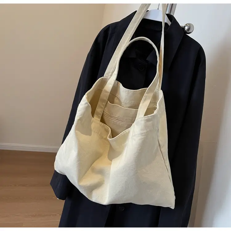 Japanese Style Canvas Tote Bag Beige Large Capacity — feature 18