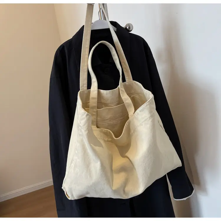Japanese Style Canvas Tote Bag Beige Large Capacity — feature 19
