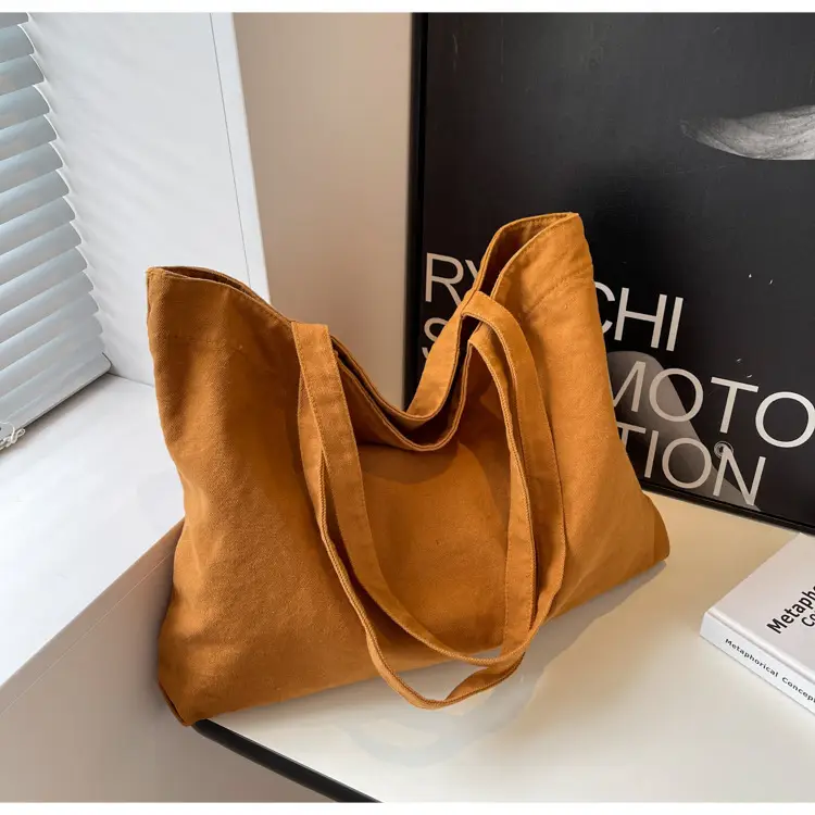 Japanese Style Canvas Tote Bag Beige Large Capacity — feature 25
