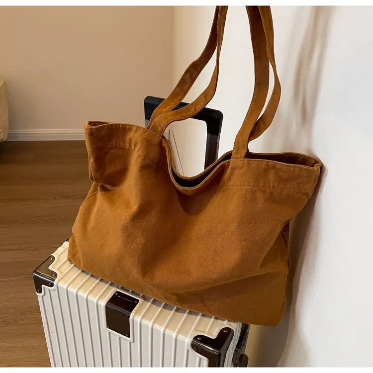 Japanese Style Canvas Tote Bag Beige Large Capacity — feature 28