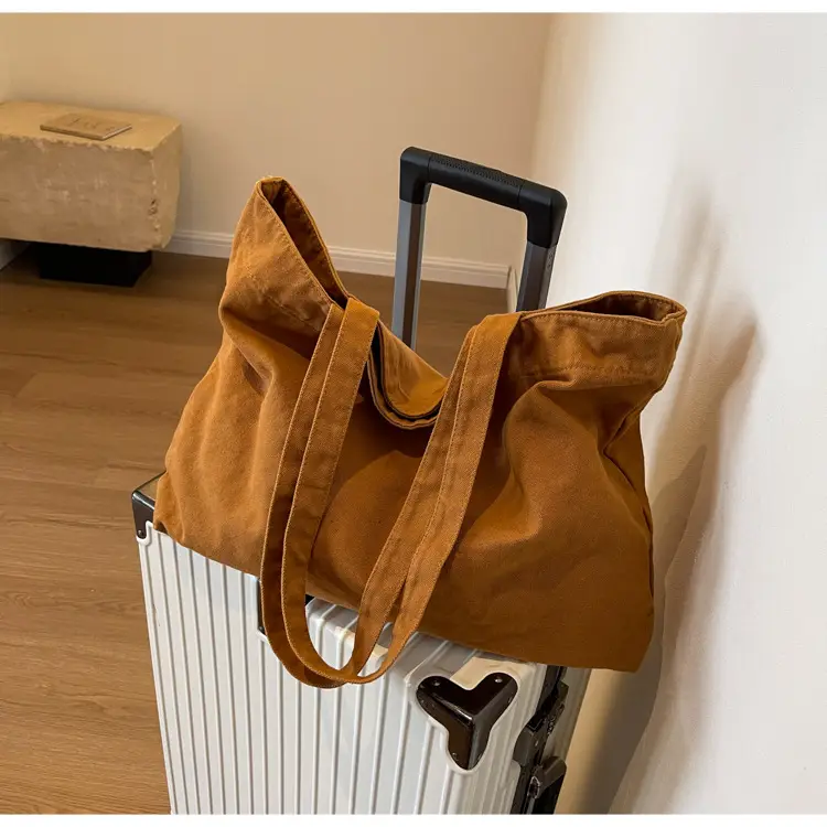 Japanese Style Canvas Tote Bag Beige Large Capacity — feature 29