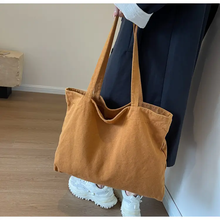 Japanese Style Canvas Tote Bag Beige Large Capacity — feature 31