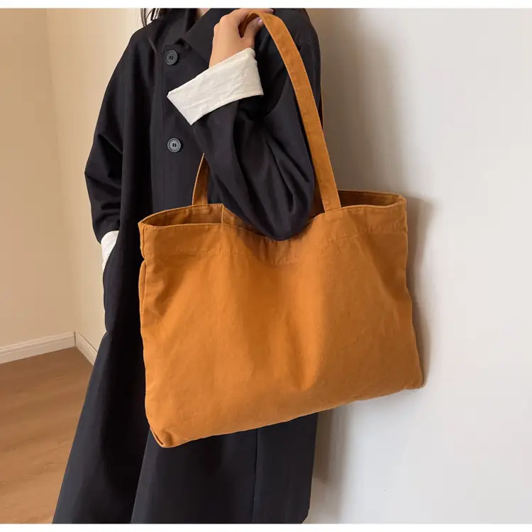 Japanese Style Canvas Tote Bag Beige Large Capacity — feature 33