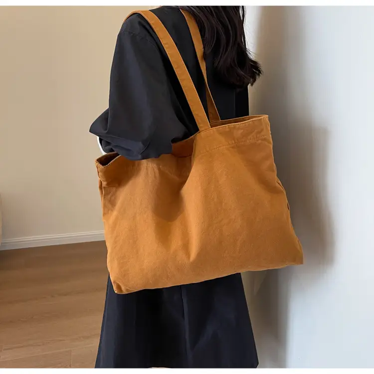 Japanese Style Canvas Tote Bag Beige Large Capacity — feature 35