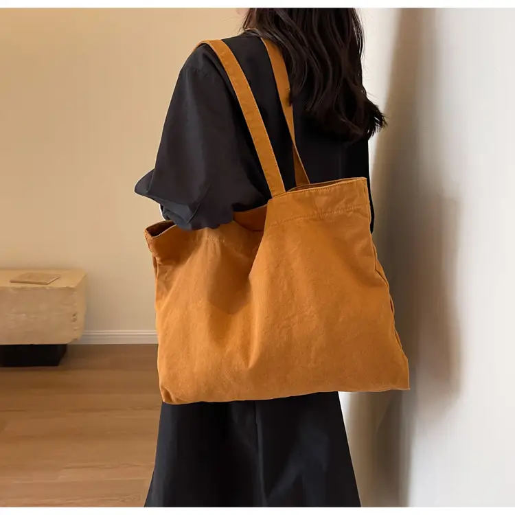 Japanese Style Canvas Tote Bag Beige Large Capacity — feature 36