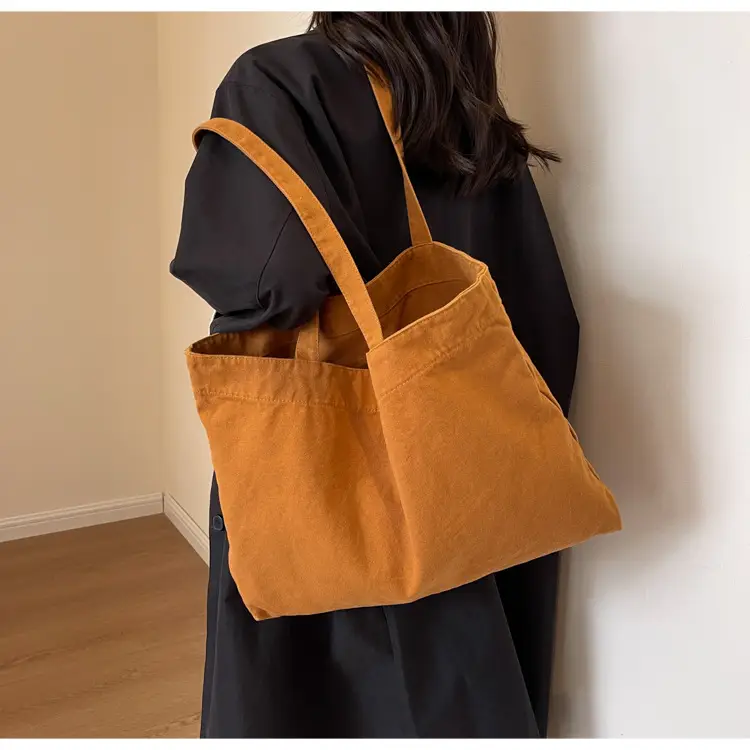 Japanese Style Canvas Tote Bag Beige Large Capacity — feature 37