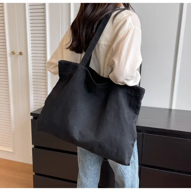 Japanese Style Canvas Tote Bag Beige Large Capacity — feature 51