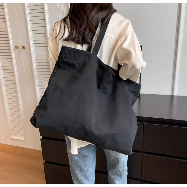 Japanese Style Canvas Tote Bag Beige Large Capacity — feature 53