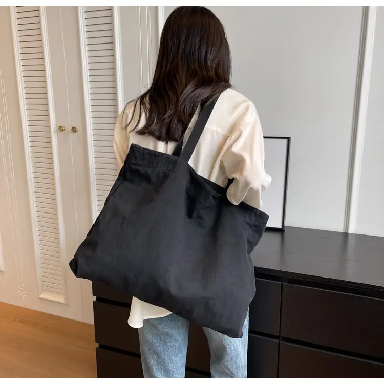 Japanese Style Canvas Tote Bag Beige Large Capacity — feature 54
