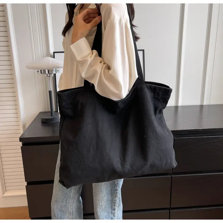 Japanese Style Canvas Tote Bag Beige Large Capacity — feature 56