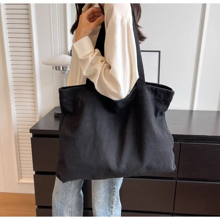 Japanese Style Canvas Tote Bag Beige Large Capacity — feature 57