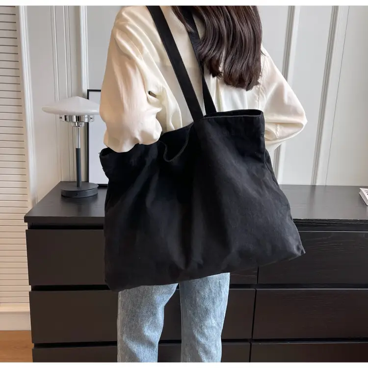 Japanese Style Canvas Tote Bag Beige Large Capacity — feature 58