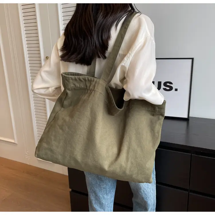 Japanese Style Canvas Tote Bag Beige Large Capacity — feature 66