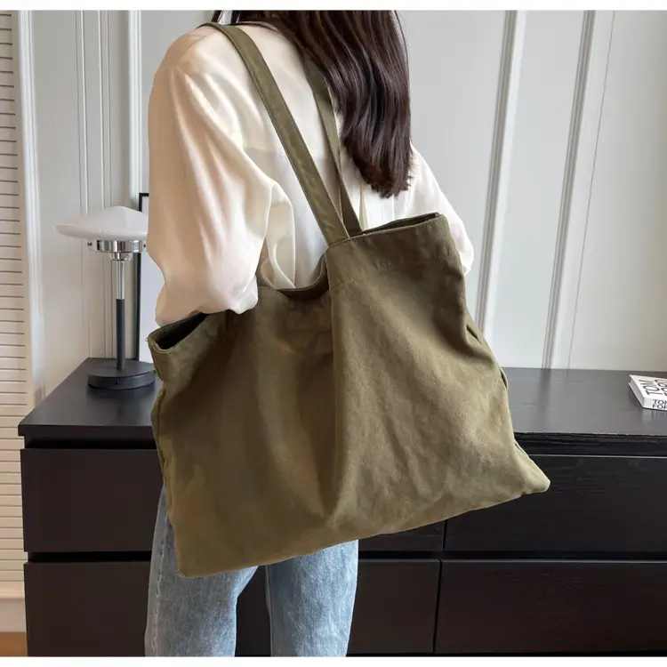 Japanese Style Canvas Tote Bag Beige Large Capacity — feature 70