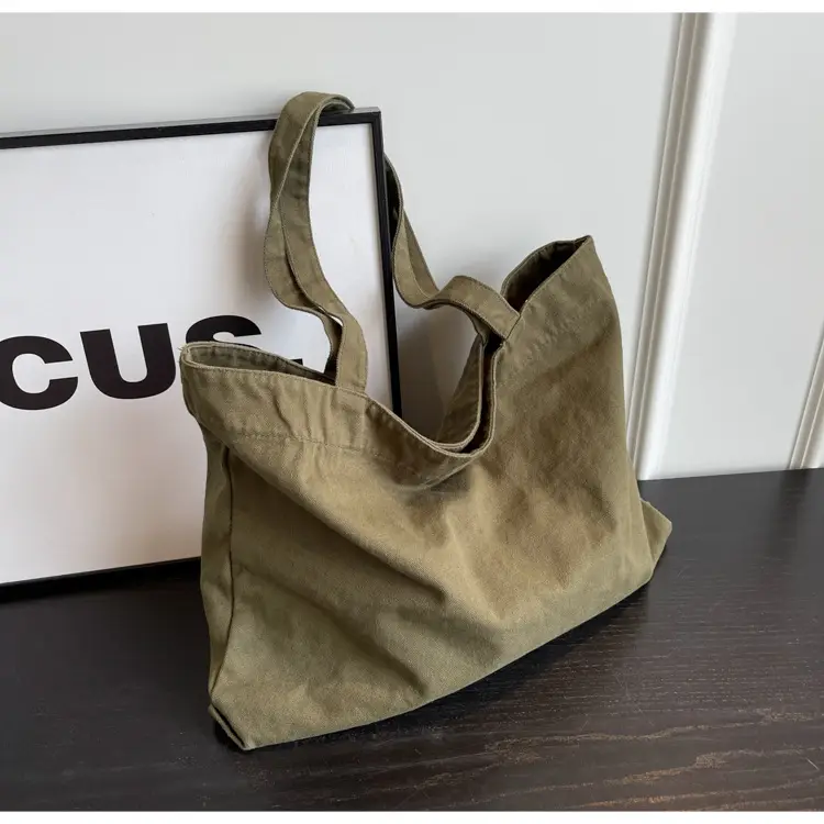 Japanese Style Canvas Tote Bag Beige Large Capacity — feature 72