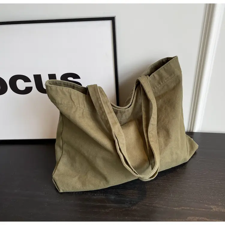 Japanese Style Canvas Tote Bag Beige Large Capacity — feature 73