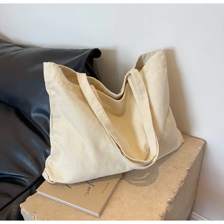 Japanese Style Canvas Tote Bag Beige Large Capacity — feature 74