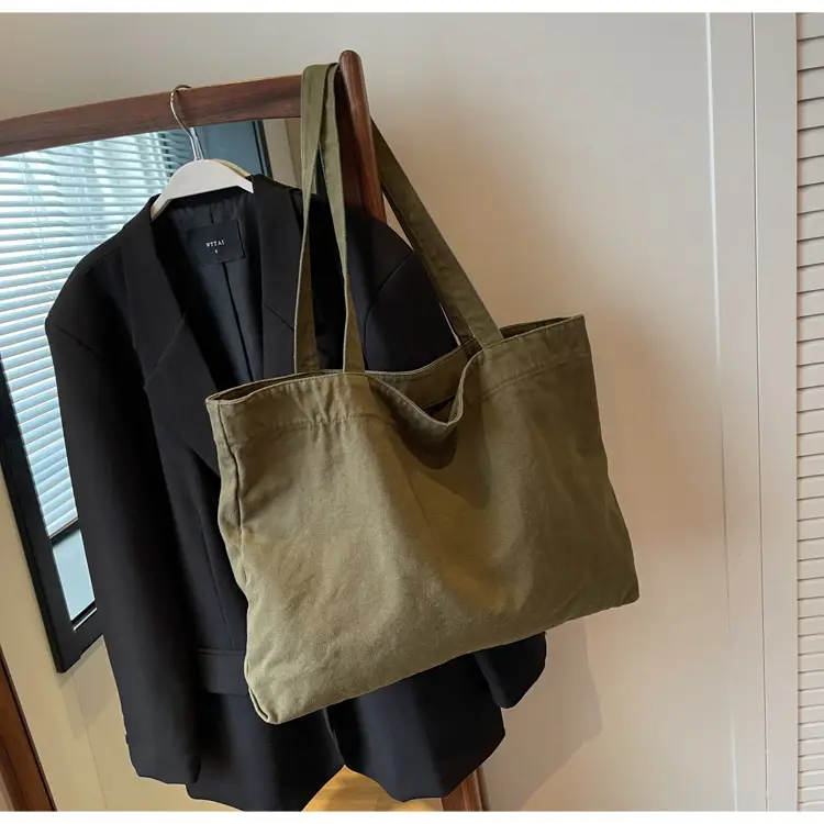 Japanese Style Canvas Tote Bag Beige Large Capacity — feature 78