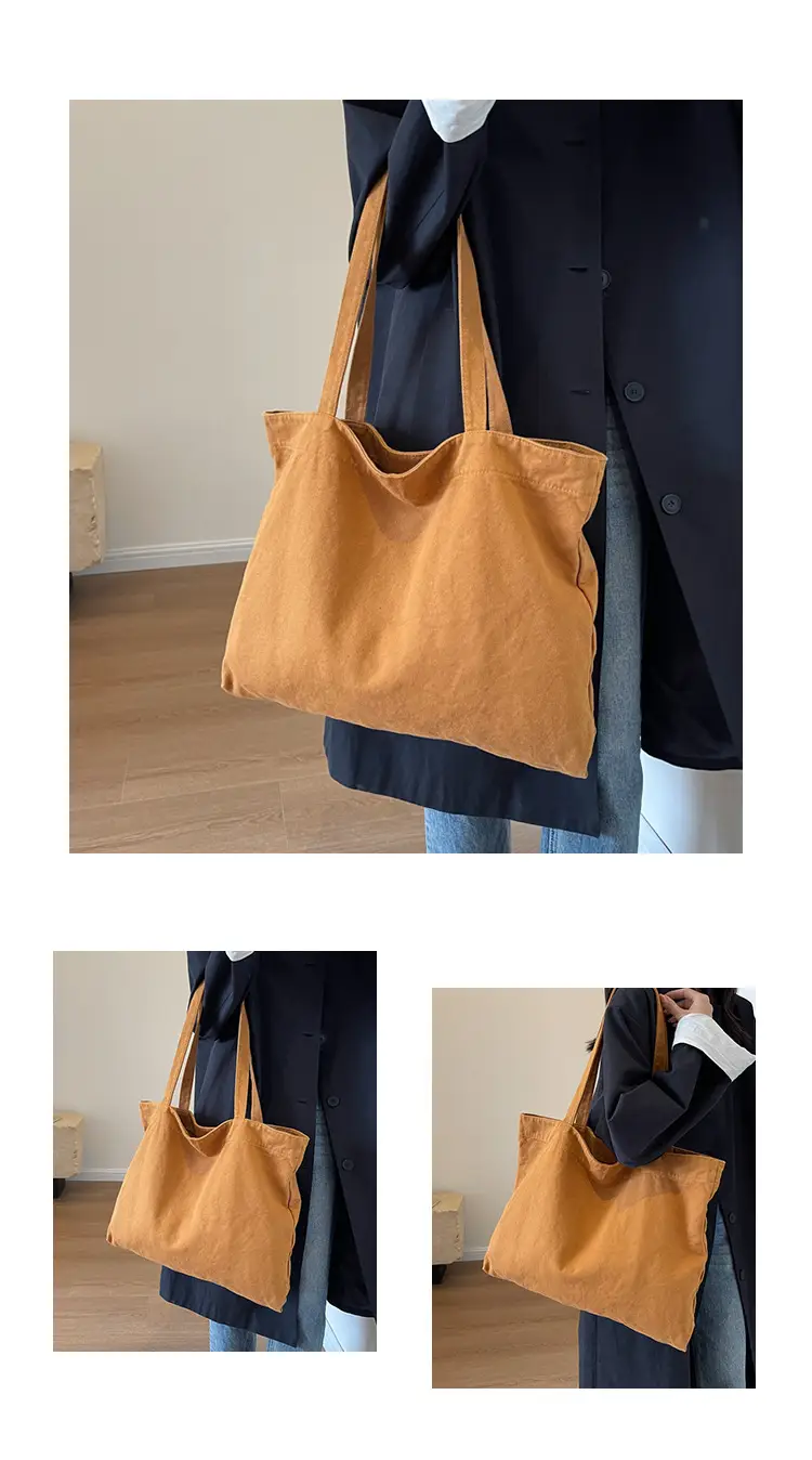 Japanese Style Canvas Tote Bag Beige Large Capacity — feature 9