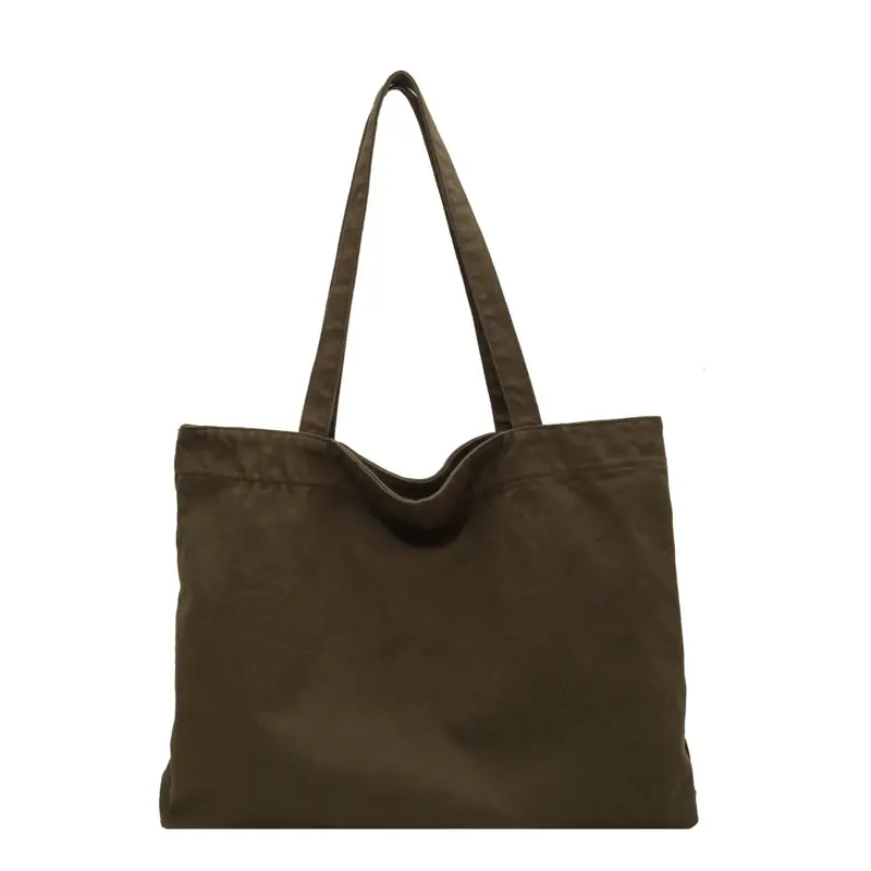 Japanese Style Canvas Tote Bag Beige Large Capacity - Image 3