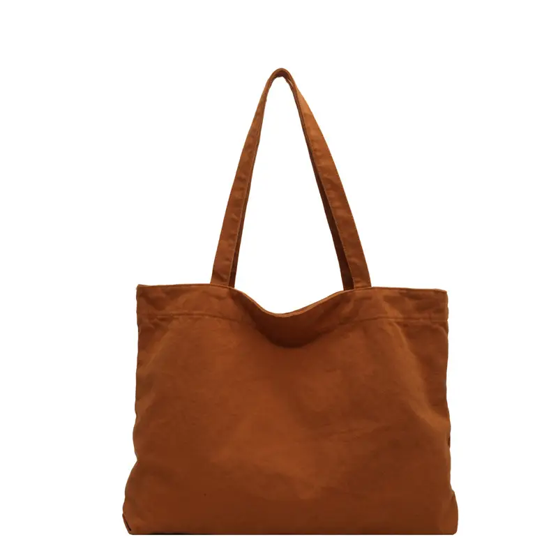 Japanese Style Canvas Tote Bag Beige Large Capacity - Image 4