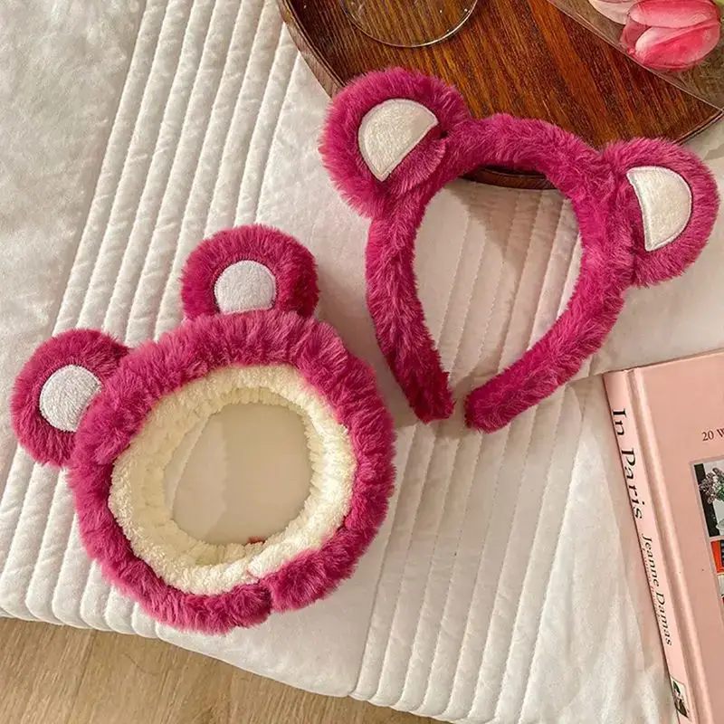 Plush Strawberry Bear Headband for Girls