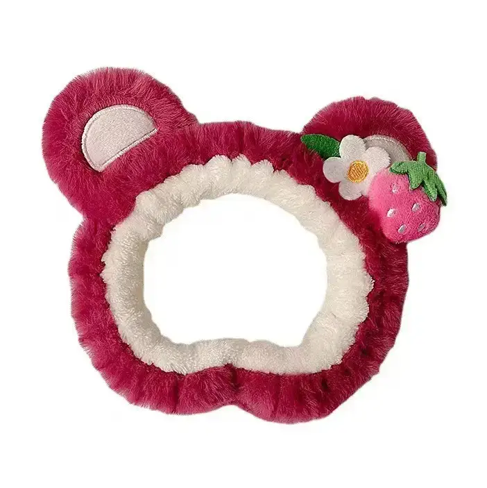 Plush Strawberry Bear Headband for Girls