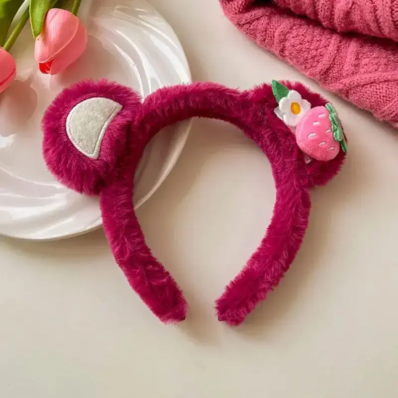Plush Strawberry Bear Headband for Girls