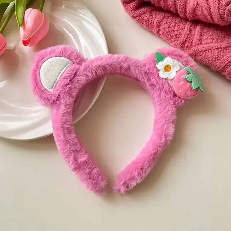 Plush Strawberry Bear Headband for Girls