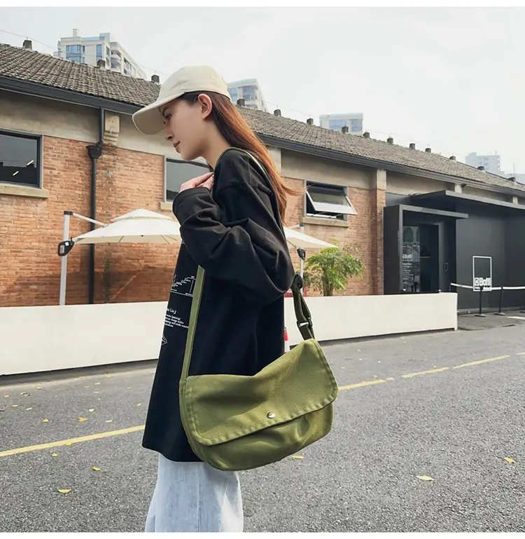 Japanese Style Green Messenger Bag for Women — feature 36
