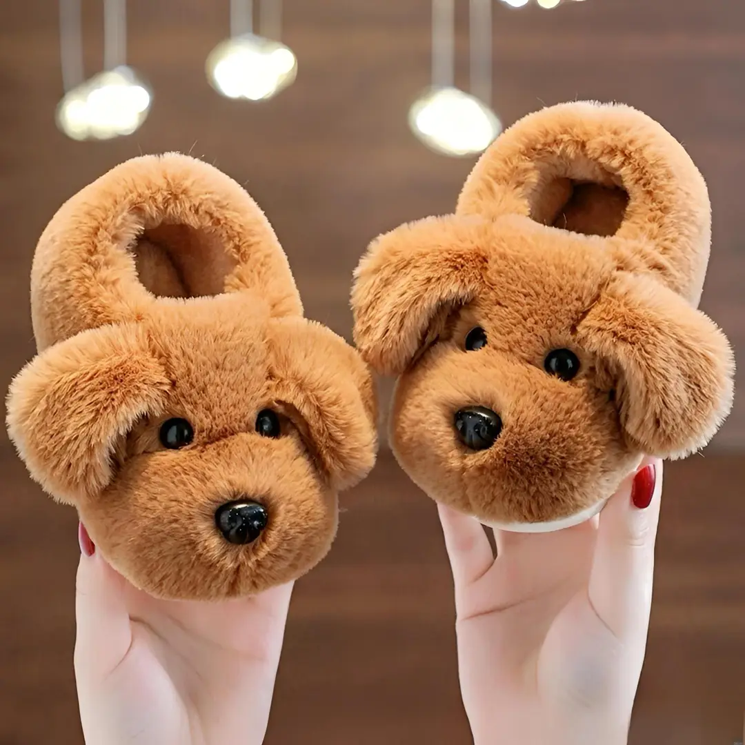 Children's Cotton Slippers for Boys 1-3 Years Old, Indoor Slippers for Girls, Infant Cotton Slippers with Added Fleece, Non-Slip for Toddlers and Young Children