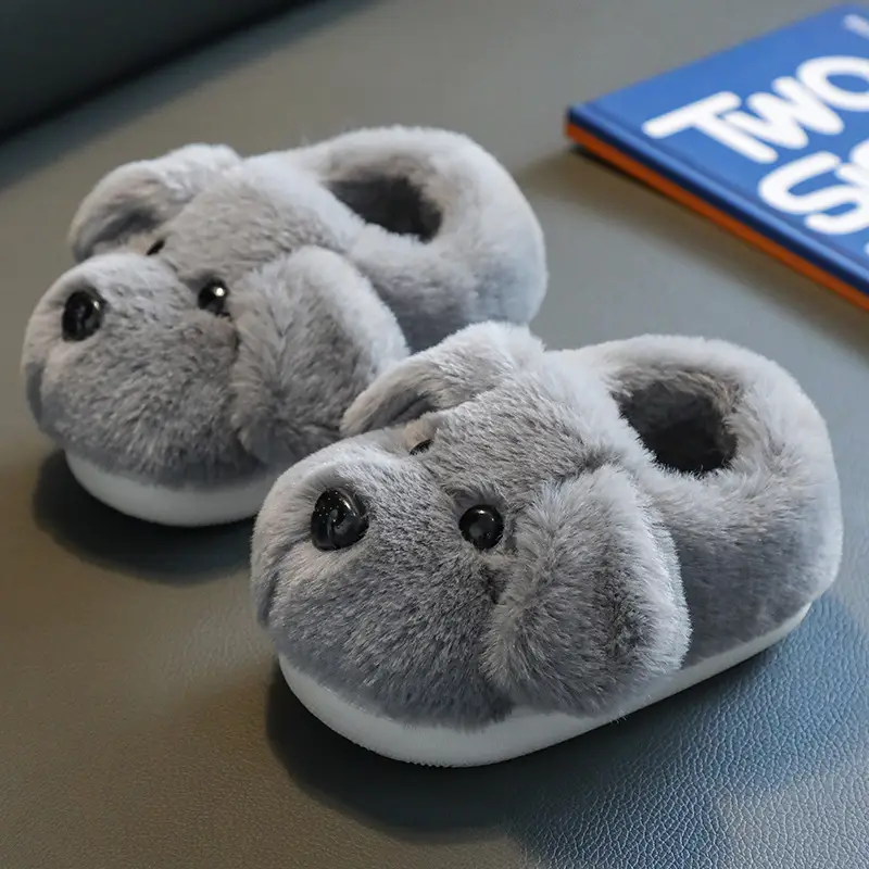 Children's Cotton Slippers for Boys 1-3 Years Old, Indoor Slippers for Girls, Infant Cotton Slippers with Added Fleece, Non-Slip for Toddlers and Young Children