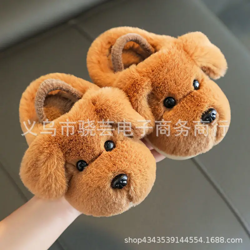 Children's Cotton Slippers for Boys 1-3 Years Old, Indoor Slippers for Girls, Infant Cotton Slippers with Added Fleece, Non-Slip for Toddlers and Young Children