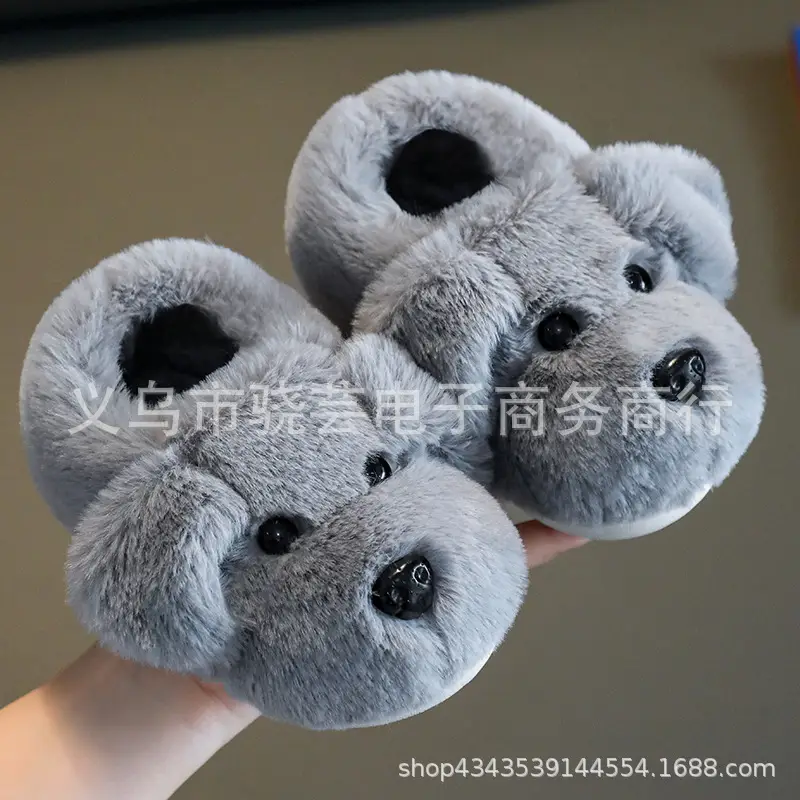 Children's Cotton Slippers for Boys 1-3 Years Old, Indoor Slippers for Girls, Infant Cotton Slippers with Added Fleece, Non-Slip for Toddlers and Young Children
