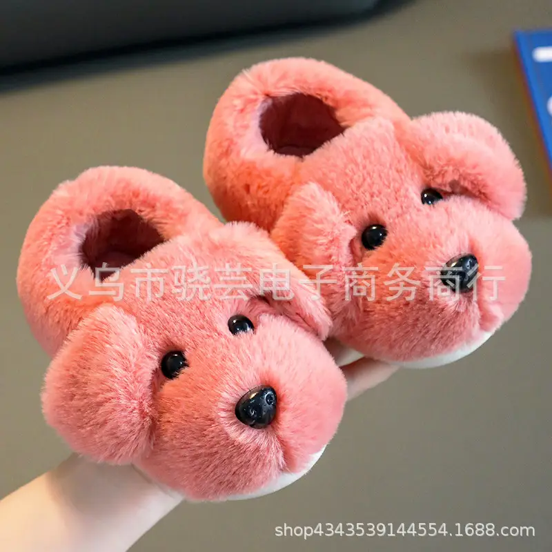 Children's Cotton Slippers for Boys 1-3 Years Old, Indoor Slippers for Girls, Infant Cotton Slippers with Added Fleece, Non-Slip for Toddlers and Young Children