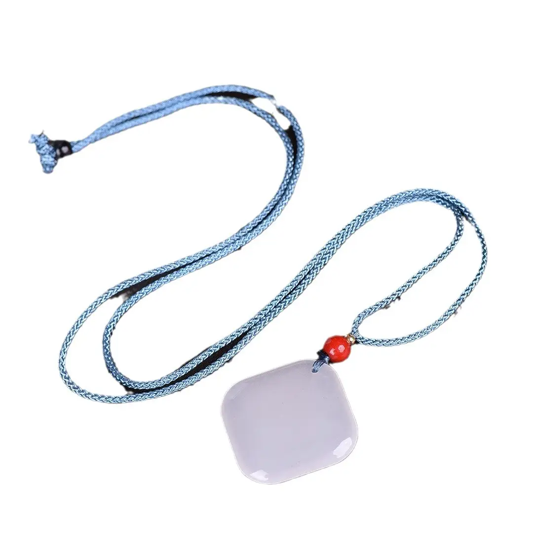 Exquisite Gold & Jade Square Pendant Necklace - Image 5