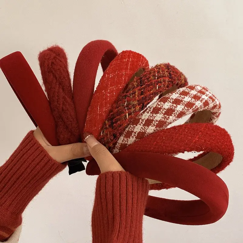 Red Anti-Slip Wide Brim Headband for Women