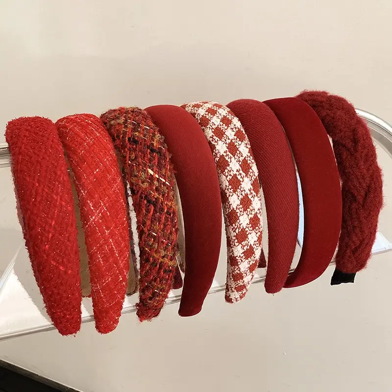Red Anti-Slip Wide Brim Headband for Women
