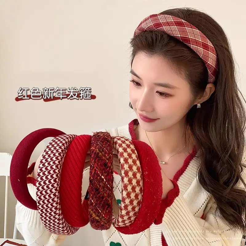 Red Anti-Slip Wide Brim Headband for Women