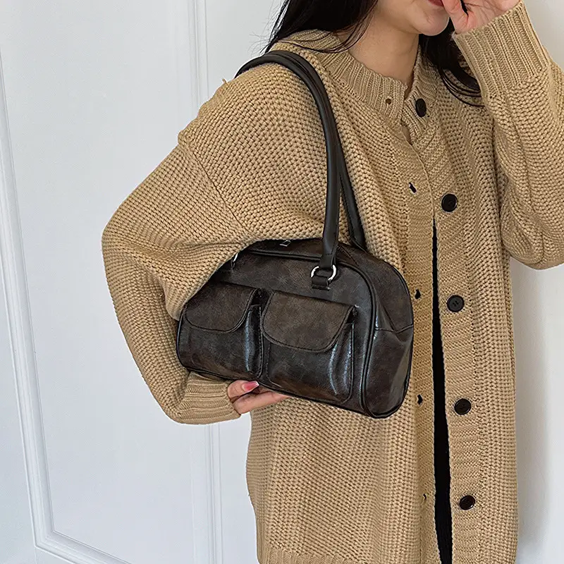 Retro Brown Women's Shoulder Bag 2023 New Large Capacity - Image 5