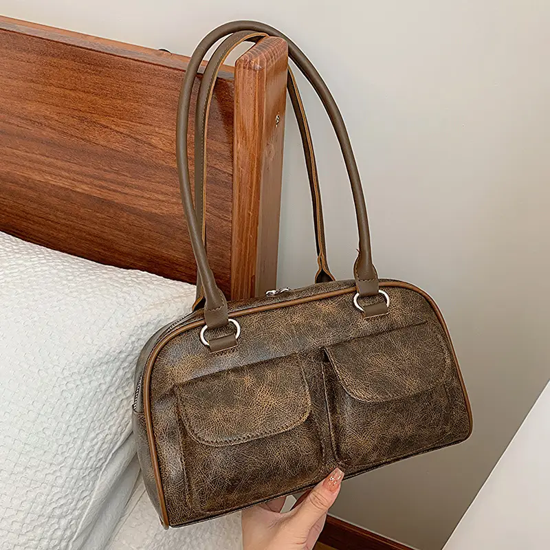 Retro Brown Women's Shoulder Bag 2023 New Large Capacity - Image 2