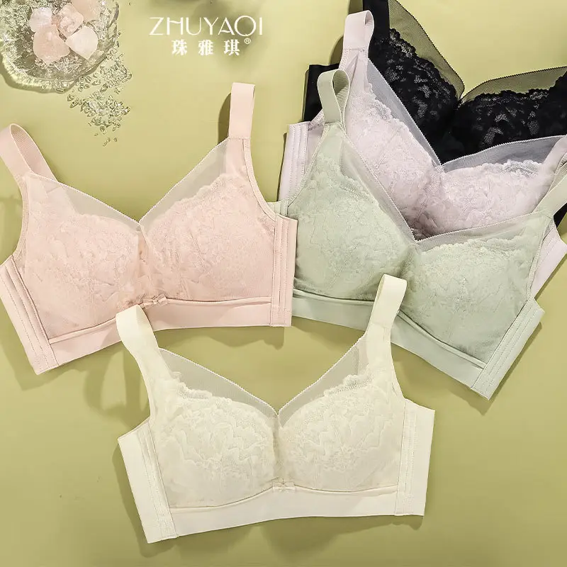 Bra for Large Breasts That Makes Them Appear Smaller, Prevents Sagging, High-End Women's Summer Thin Breathable Lace Sexy Adjustable Large Size Lingerie