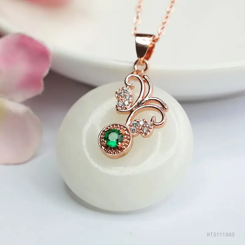 Guan Yu Jade Pendant with Green Gemstone Safety Buckle - Image 5